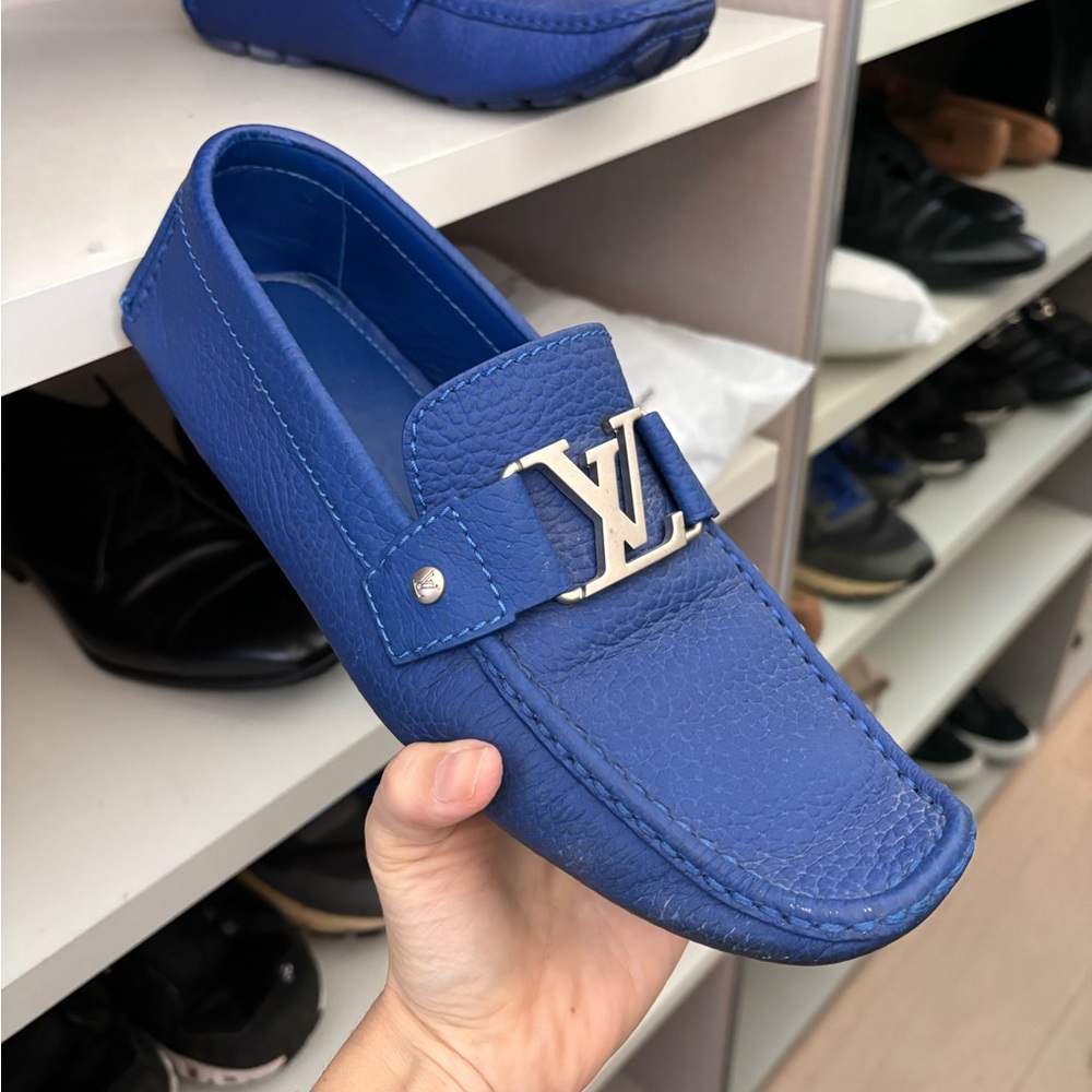 Men’s royal blue Louis Vuitton loafers